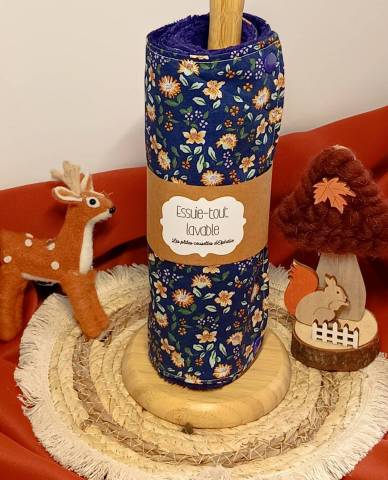 Essuie-tout lavable Bouquet de Violaine violet 