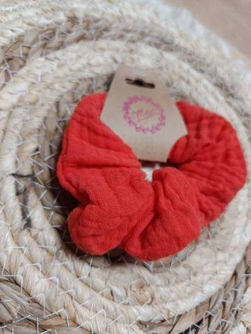 Chouchou gaze de coton Orange 