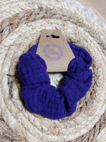 Chouchou gaze de coton Violet fonc 