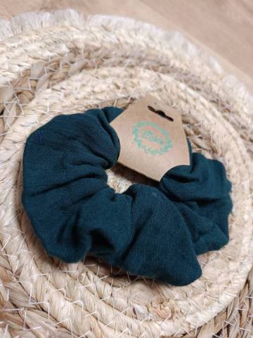 Chouchou gaze de coton Vert fonc 