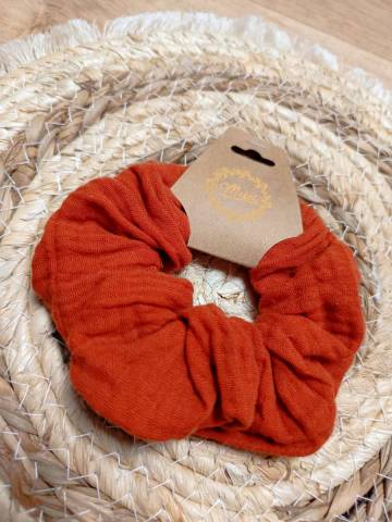 Chouchou gaze de coton Marron clair 