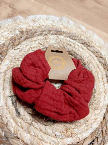Chouchou gaze de coton Marron fonc 