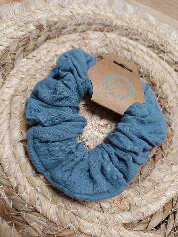 Chouchou gaze de coton Bleu clair 