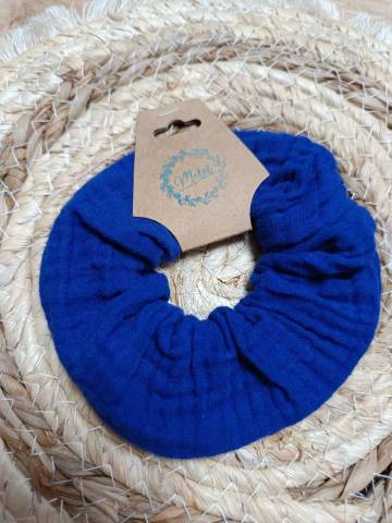 Chouchou gaze de coton Bleu marine 