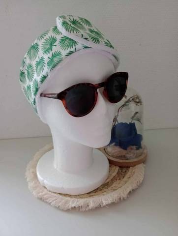 Bandeau de soins visage Feuilles blanc/vert