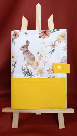 Protge carnet de sant personnalis Lapin poussin jaune 