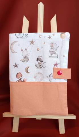Protge carnet de sant personnalis lphants lapin renard rose