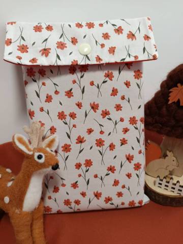 Pochette  livr orange/vert Fleurs printanires