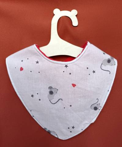 Bavoir bb personnalis rouge souris gris