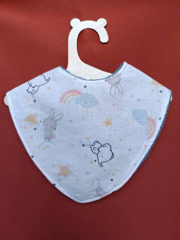 Bavoir bb personnalis Lapin / lphants/ bleu