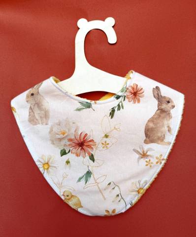 Bavoir bb personnalis Lapin poussin fleur 