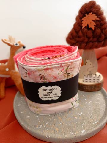 Papier hyginique lavable Lopard rose