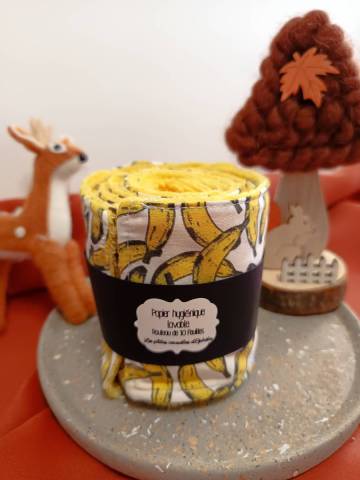 Papier Hyginique lavable jaune Bananes 