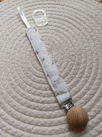 Attache ttine personnalise double gaze de coton blanc marron 