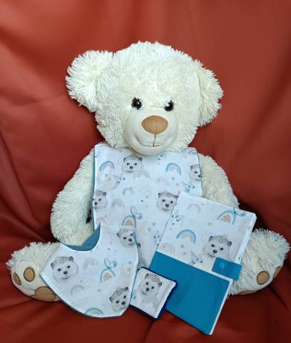 Coffret de naissance personnalis et unique hrisson bleu 
