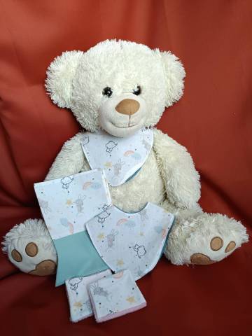 Coffret de naissance personnalis et unique lphants lapin nuage arc en ciel 